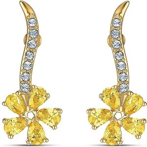 NWT Swarovski Botanical Flower Yellow Earrings